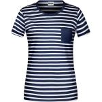 Dunkelblaue Gestreifte James & Nicholson Bio Shirts mit Tasche für Damen Größe XXL für den für den Sommer 
