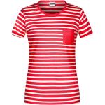 Rote Gestreifte James & Nicholson Bio Shirts mit Tasche für Damen Größe S für den für den Sommer 