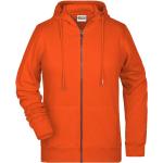 Orange James & Nicholson Bio Zip Hoodies & Sweatjacken mit Reißverschluss mit Kapuze für Damen Größe L 