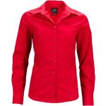 Rote Langärmelige James & Nicholson Damenlangarmhemden aus Popeline maschinenwaschbar Größe XL 