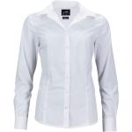 Weiße Langärmelige James & Nicholson Damenlangarmhemden aus Popeline maschinenwaschbar Größe M 