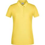 Gelbe Kurzärmelige James & Nicholson Bio Kurzarm-Poloshirts mit Knopf für Damen Größe S 