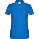 Cobaltblaue Kurzärmelige James & Nicholson Bio Kurzarm-Poloshirts mit Knopf für Damen Größe L 