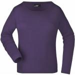 Auberginefarbene Langärmelige James & Nicholson T-Shirts aus Jersey für Damen Größe XL 
