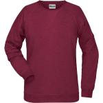 Bordeauxrote Melierte James & Nicholson Bio Damensweatshirts mit Reißverschluss mit Kapuze Größe M 