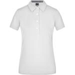 Weiße Bestickte Elegante Kurzärmelige James & Nicholson Kurzarm-Poloshirts aus Baumwolle für Damen Übergrößen 