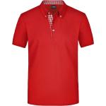 Rote Bestickte Elegante Kurzärmelige James & Nicholson Kurzarm-Poloshirts aus Baumwolle für Herren Größe L 