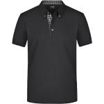 Schwarze Bestickte Elegante Kurzärmelige James & Nicholson Kurzarm-Poloshirts aus Baumwolle für Herren Größe S 