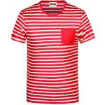 Rote Gestreifte Maritime James & Nicholson Bio Shirts mit Tasche für Herren Größe XL für den für den Sommer 