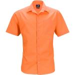 Orange Kurzärmelige James & Nicholson Herrenkurzarmhemden aus Popeline maschinenwaschbar Größe 6 XL 