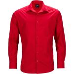 Rote Langärmelige James & Nicholson Herrenlangarmhemden aus Popeline Größe 5 XL 