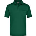 Dunkelgrüne Kurzärmelige James & Nicholson Kurzarm-Poloshirts mit Knopf für Herren Größe 3 XL 