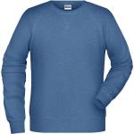 Blaue Melierte James & Nicholson Bio Herrensweatshirts mit Reißverschluss mit Kapuze Größe 5 XL 