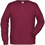 Bordeauxrote Melierte James & Nicholson Bio Herrensweatshirts mit Reißverschluss mit Kapuze Größe XL 