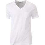 Weiße James & Nicholson Bio V-Ausschnitt T-Shirts für Herren Größe M für den für den Sommer 