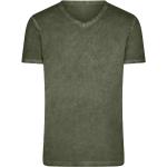 Olivgrüne James & Nicholson V-Ausschnitt T-Shirts aus Baumwolle für Herren Größe M 