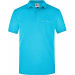 Blaue James & Nicholson Shirts mit Tasche mit Knopf für Herren Größe M 