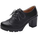 Schwarze Business Karree Derby Schuhe aus Leder atmungsaktiv für Damen Größe 38,5 zum Abschlussball 