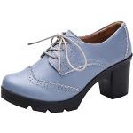 Blaue Business Karree Derby Schuhe aus Kunstleder atmungsaktiv für Damen Größe 41,5 zum Abschlussball 