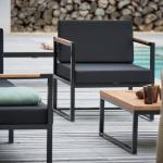 Reduzierte Schwarze Moderne Jan Kurtz Lux Loungestühle aus Teak mit Armlehne Breite 50-100cm, Höhe 50-100cm, Tiefe 50-100cm 