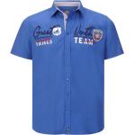 Royalblaue Bestickte Maritime Kurzärmelige Kentkragen Hemden mit Kent-Kragen aus Baumwolle für Herren Größe 6 XL Große Größen für den für den Herbst 