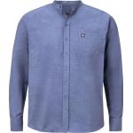 Blaue Langärmelige Stehkragen Stehkragenhemden mit Knopf aus Baumwolle für Herren Größe 4 XL Große Größen 