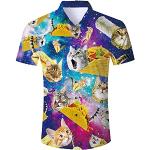 Bunte Kurzärmelige Hawaiihemden mit Tiermotiv aus Polyester für Herren Größe 3 XL für den für den Sommer 