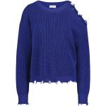 Reduzierte Royalblaue Jane Lushka Wollpullover aus Wolle für Damen Größe XS für den für den Winter 