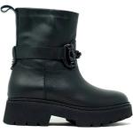 Reduzierte Schwarze JANET & JANET Ankle Boots & Klassische Stiefeletten mit Reißverschluss aus Leder für Damen Größe 38 mit Absatzhöhe 5cm bis 7cm 