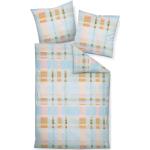Mintgrüne Karo Janine bügelfreie Bettwäsche mit Reißverschluss aus Baumwolle 135x200 