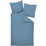 Blaue Unifarbene Allergiker Janine bügelfreie Bettwäsche mit Reißverschluss aus Baumwolle 155x200 