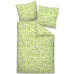 Grüne Blumenmuster Janine Carmen bügelfreie Bettwäsche aus Jersey 155x200 