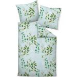 Hellgrüne Blumenmuster Janine Tango bügelfreie Bettwäsche mit Reißverschluss aus Baumwolle maschinenwaschbar 135x200 