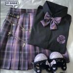 Violette Karo High Waist Röcke & Taillenröcke aus Polyester für Damen Größe XS 