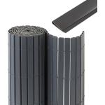 JAROLIFT PVC Sichtschutzmatte / Sichtschutzzaun PREMIUM | 90 x 600 cm (2 x 3 m) | grau | inkl. Abdeckprofile