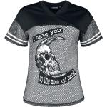 Schwarze Gothic Jawbreaker V-Ausschnitt T-Shirts aus Mesh für Damen Größe XS 