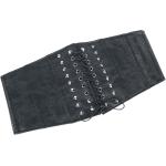 Schwarze Jawbreaker Taillengürtel mit Nieten mit Knopf aus Leder für Damen 
