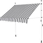 Klemm-Markise 1,5 x 1,2 m grau-weiß (Profilfarbe: Weiß) Sonnenschutz Klemmmarkise Sichtschutz