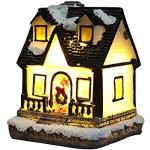 Schwarze JAWSEU Lichthäuser & Weihnachtsdörfer aus Kunstharz LED beleuchtet 