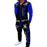 Jaylvis Jogginganzug »Marine Royal Herren Trainingsanzug Sportanzug Streetwear Fitness«, Jacke mit Kapuze, blau, Schwarz-Blau