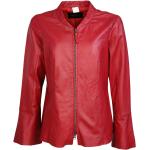 Rote JCC Übergangsjacken mit Reißverschluss aus Leder für Damen Größe XXL 
