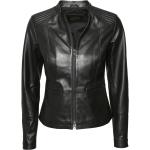 Schwarze Gesteppte Elegante JCC Mini Stehkragen Kurze Lederjacken aus Leder für Damen Größe M 