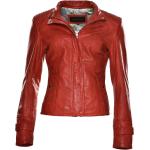 Reduzierte Rote JCC Mini Stehkragen Kurze Lederjacken mit Reißverschluss aus Leder enganliegend für Damen Größe XL 