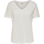 Weiße Business Kurzärmelige T-Shirts aus Spitze für Damen Größe S für den für den Frühling 