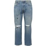 Reduzierte Blaue Unifarbene LEVI'S 501 Ripped Jeans & Zerrissene Jeans mit Reißverschluss aus Denim für Herren 
