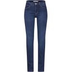 Reduzierte Blaue Bestickte MAC Jeans Angela Slim Fit Jeans mit Reißverschluss aus Denim für Damen Größe XXL Große Größen Weite 25 