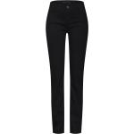 Reduzierte Schwarze Bestickte MAC Jeans Angela Slim Fit Jeans mit Reißverschluss aus Denim für Damen Große Größen Weite 32 