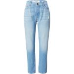 Reduzierte Hellblaue Unifarbene Goldgarn Denim Ankle-Jeans mit Reißverschluss aus Denim für Damen Größe XXL 