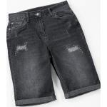 Anthrazitfarbene bader Jeans-Bermudas mit Glitzer mit Reißverschluss aus Denim für Damen Größe XS 