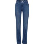 Reduzierte Blaue Bestickte Brax Carola Jeans mit Stickerei mit Reißverschluss aus Denim für Damen Größe XXL Große Größen Weite 27, Länge 28 